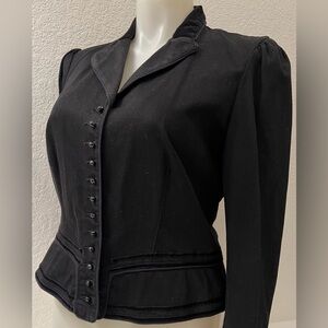 NWOT Ralph Lauren Peplum Jacket L Velvet Trim Cording Trim Faux Onyx Buttons